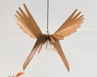 Wooden Pendant Lamp, Wood Ceiling Light, Handmade Fixture, Modern Chandelier, Kitchen Island Lighting, Mid Century Design
