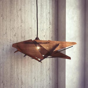 Wooden Pendant Lamp, Wood Ceiling Light, Lighting Fixture, Hanging Lamp, Mid Century Modern, Wood Veneer, Kitchen Island Light