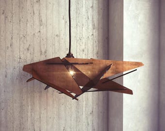 Wooden Pendant Lamp, Wood Ceiling Light, Lighting Fixture, Hanging Lamp, Mid Century Modern, Wood Veneer, Kitchen Island Light