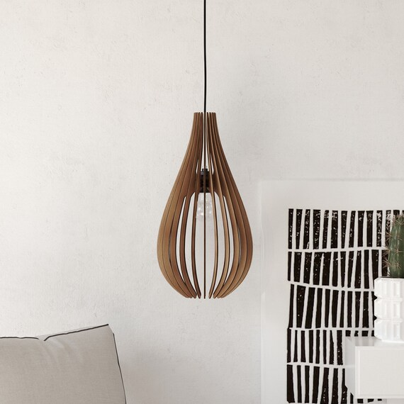 Wood Pendant Light Lasercut Chandelier Lamp Handmade Plywood Wood Pendant Light Lasercut Chandelier Lamp Handmade Plywood Hanging Ceiling Cup Ecological Minimal Modern Design Industrial