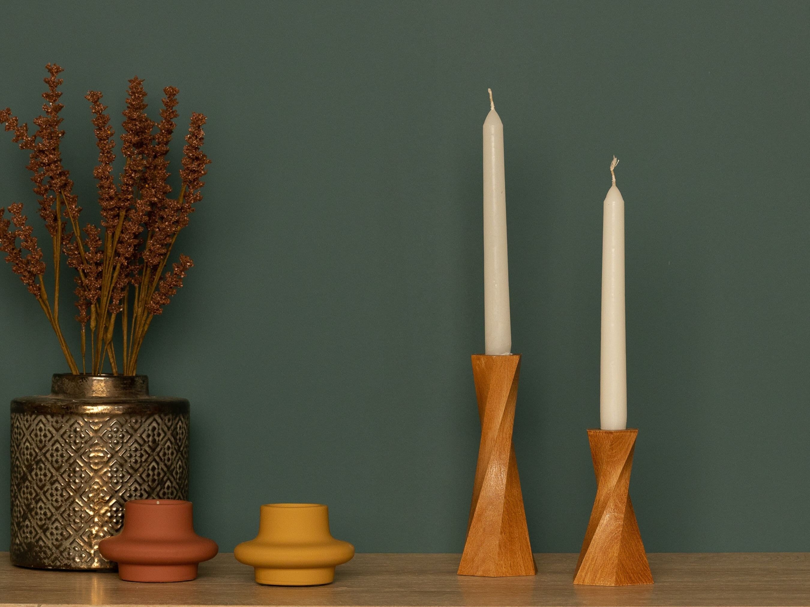 Buy Wood Candle Holder DISTORTION Set of 2 Candlesticks Wooden