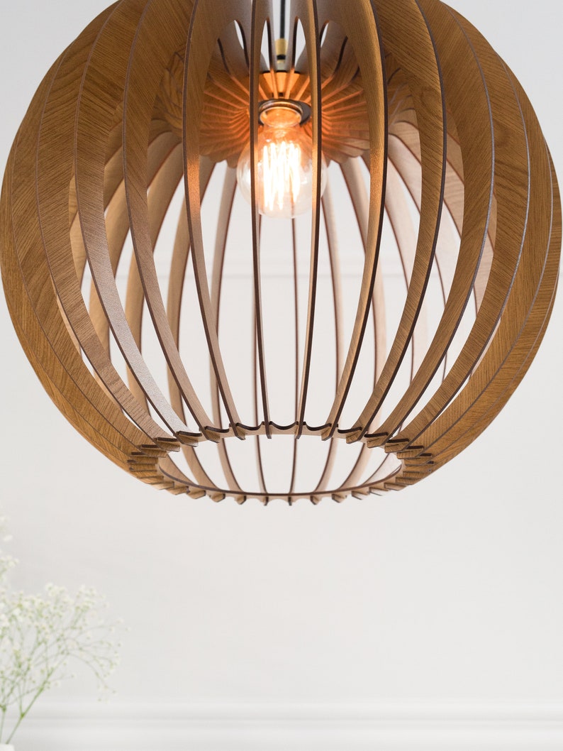 Scandinavian wood pendant light handmade by Dezaart image 7