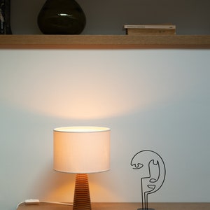 Exquisite Artistry: Handcrafted Beech Wood Table Lamp, Elegant Cone Shape with Intriguing Ring Accents image 8
