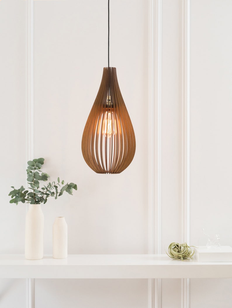 Wood Pendant Light Wood Light Fixture Ceiling Light Etsy
