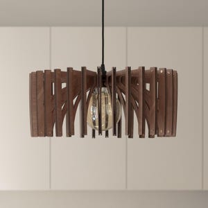 Wooden Pendant Light, Wood Lampshade, Ceiling Fixture, Lighting Chandelier, Modern Design, Kitchen Island Light, Scandinavian Style