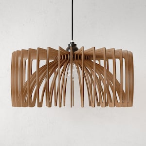 Mid-Century Modern Chandelier Embrace Elegance with Woodcrafted Illumination image 1