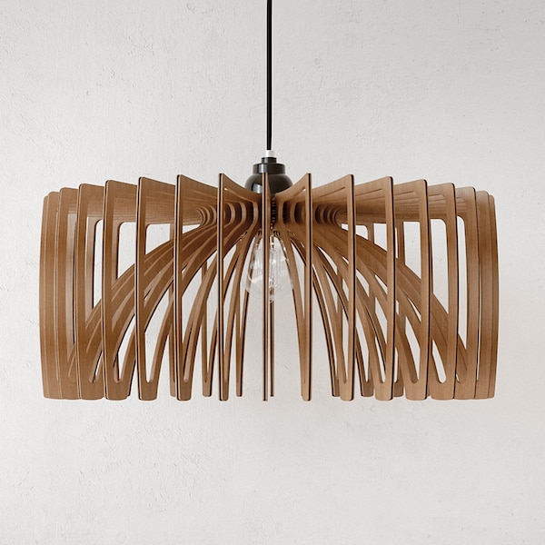 Lustre moderne Mid-Century - Adoptez l'élégance avec un éclairage fabriqué en bois