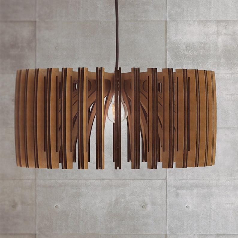 Wood Pendant Light | Mid Century Modern | Handmade Lamp | Ceiling Lamp | Chandelier Lighting | Industrial Lamp | Wood Lampshade | Lamp Shade
