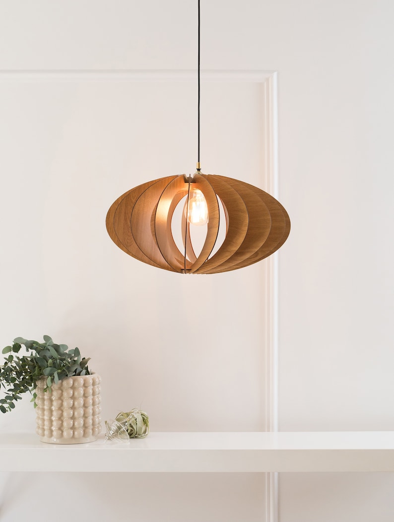 Mid Century Modern Wood Pendant Light image 2