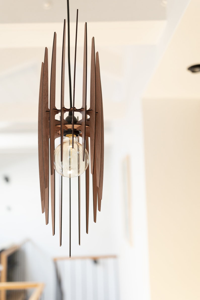 Vintage Charm: Mid-Century Modern Wooden Stalactite Pendant Light Fixture Timeless Elegance Inspired by Nature image 7