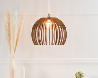 Handcrafted Wooden Pendant Light Warm Glow, Eco-Friendly Design, Modern Elegance for Stylish Living. Illuminate with Natural Sophistication.