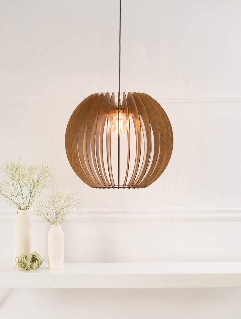 Scandinavian wood pendant light handmade by Dezaart image 2