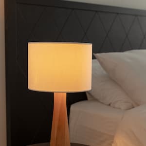 Sculptural Beauty: Handmade Beech Wood Table Lamp with Distorted Base for Unique Elegance image 3