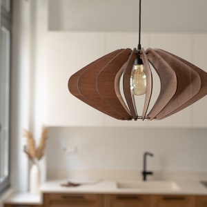 Mid-Century Marvel: Geometric Wooden Pendant Light Fixture Timeless Elegance with Modern Flair image 2