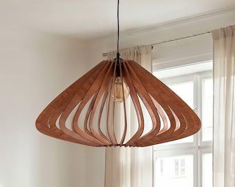 Handmade Wood Pendant Light, Mid Century Modern Chandelier, Dining Room Ceiling Lamp