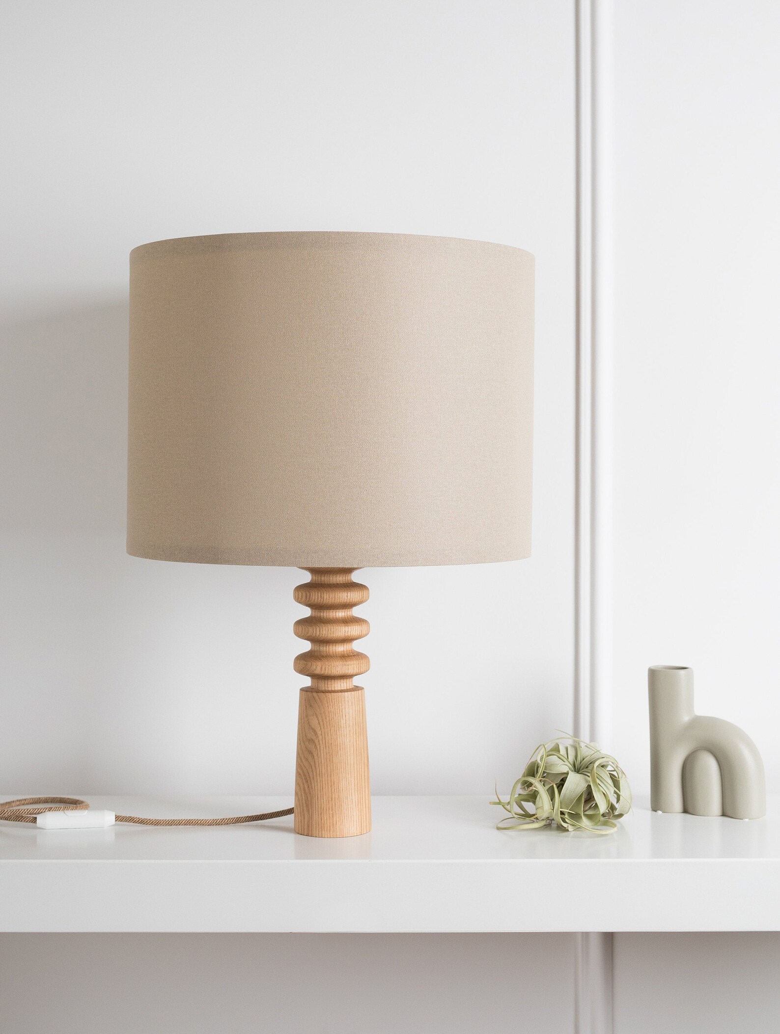 Wood Table Lamp Mid Century Modern Table Light Bedside Etsy