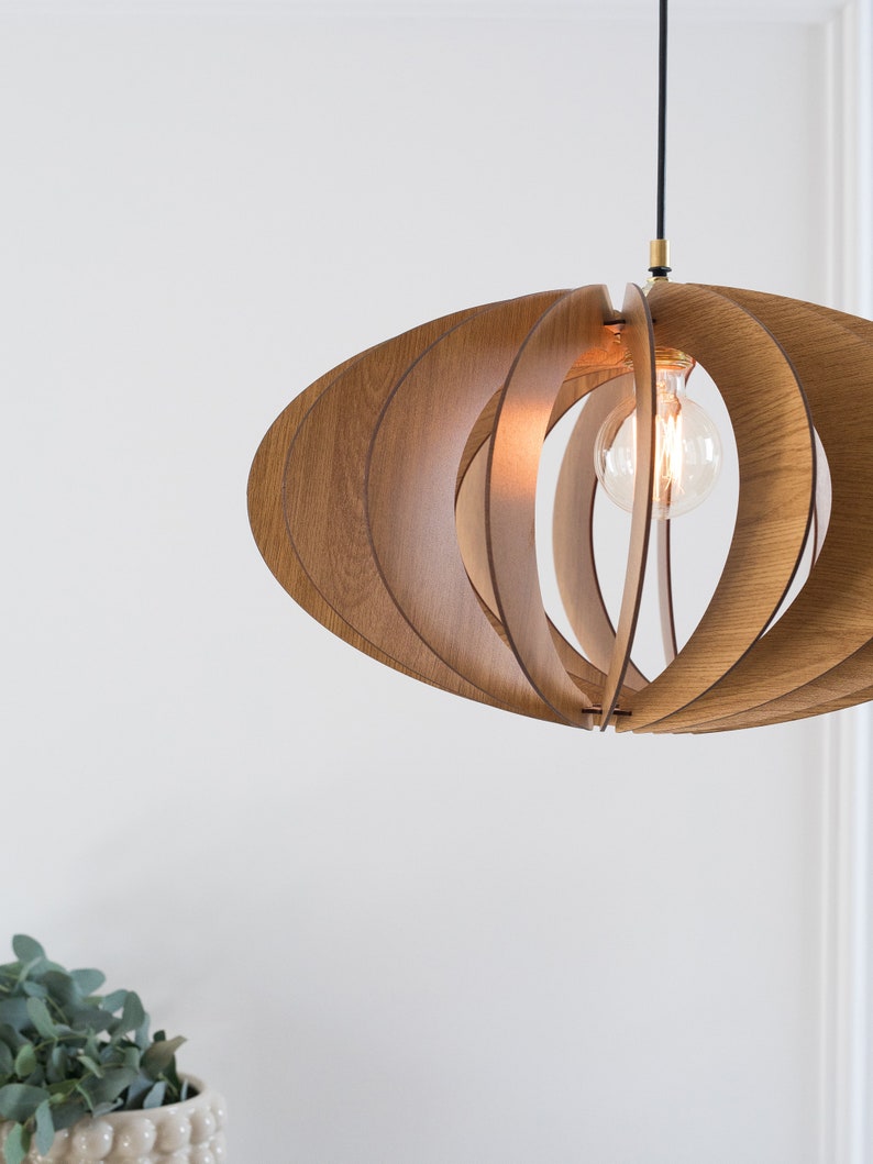 Mid Century Modern Wood Pendant Light image 3