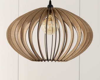 Lámpara de madera, lámpara colgante de madera, lámpara de techo, diseño moderno, isla de cocina, mediados de siglo, estilo nórdico, iluminación artesanal