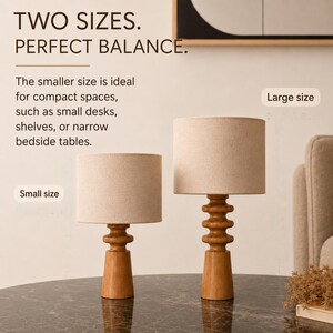 Desk Table Lamp, Wood Bedside Light, Bedroom Lamp, Tablelamp, Modern Design, Handcrafted Wooden Base, Rustic Style image 8