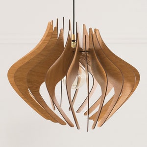 Wooden Chandelier, Wood Pendant Light, Ceiling Fixture, Modern Design, Kitchen Island, Nordic Style, Handmade Light, Natural Wood