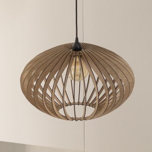 Elliptical Wooden Pendant Light Handcrafted Brilliance for Your Space Illuminate Your Space with Style Create a Cosy Environment image 2