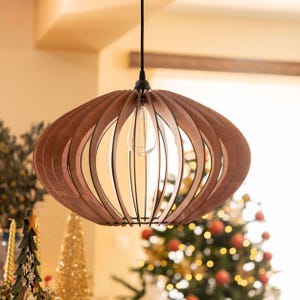 Wood Ceiling Lamp, Pendant Light, Wooden Fixture, Modern Design, Kitchen Island, Scandinavian Style, Hanging Lamp, Natural Wood