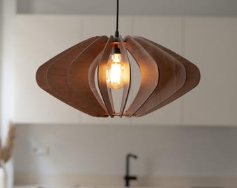 Lámpara de techo de madera, lámpara colgante de madera, luminaria moderna, isla de cocina, diseño de mediados de siglo, estilo escandinavo, madera natural