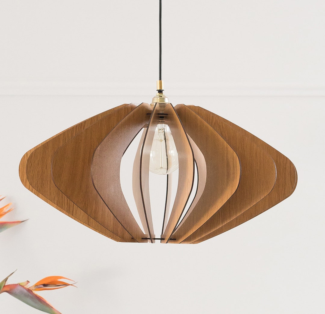 Wood Pendant Light Wood Light Fixture Modern Light Fixture Etsy
