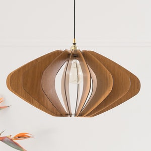 Wood Lampshade, Pendant Light, Wooden Ceiling Fixture, Chandelier, Modern Design, Dining Light, Mid Century, Scandinavian Style