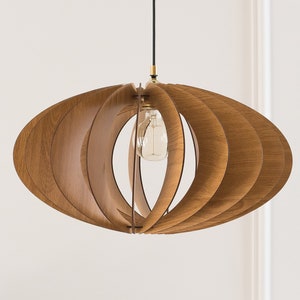 Houten hanglamp Moderne kroonluchter uit het midden van de eeuw Hanglamp Houten kroonluchterverlichting Moderne verlichtingsarmatuur Moderne hanglamp afbeelding 1