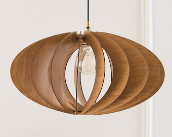 Holz Pendelleuchte | Mid Century Modern Kronleuchter | Hängelampe | Holz Kronleuchter Beleuchtung | Moderne Wandleuchte | Moderne Pendelleuchte