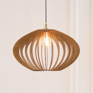Wood Pendant Lamp, Handmade Wooden Light, Ceiling Fixture, Chandelier Lighting, Kitchen Island Light, Modern Design, Natural Wood