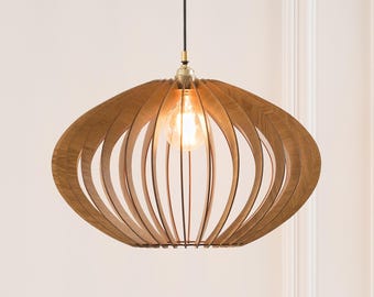 Drewniana lampa wisząca, ręcznie robione drewniane światło, oprawa sufitowa, oświetlenie żyrandolowe, oświetlenie wyspy kuchennej, nowoczesny design, naturalne drewno