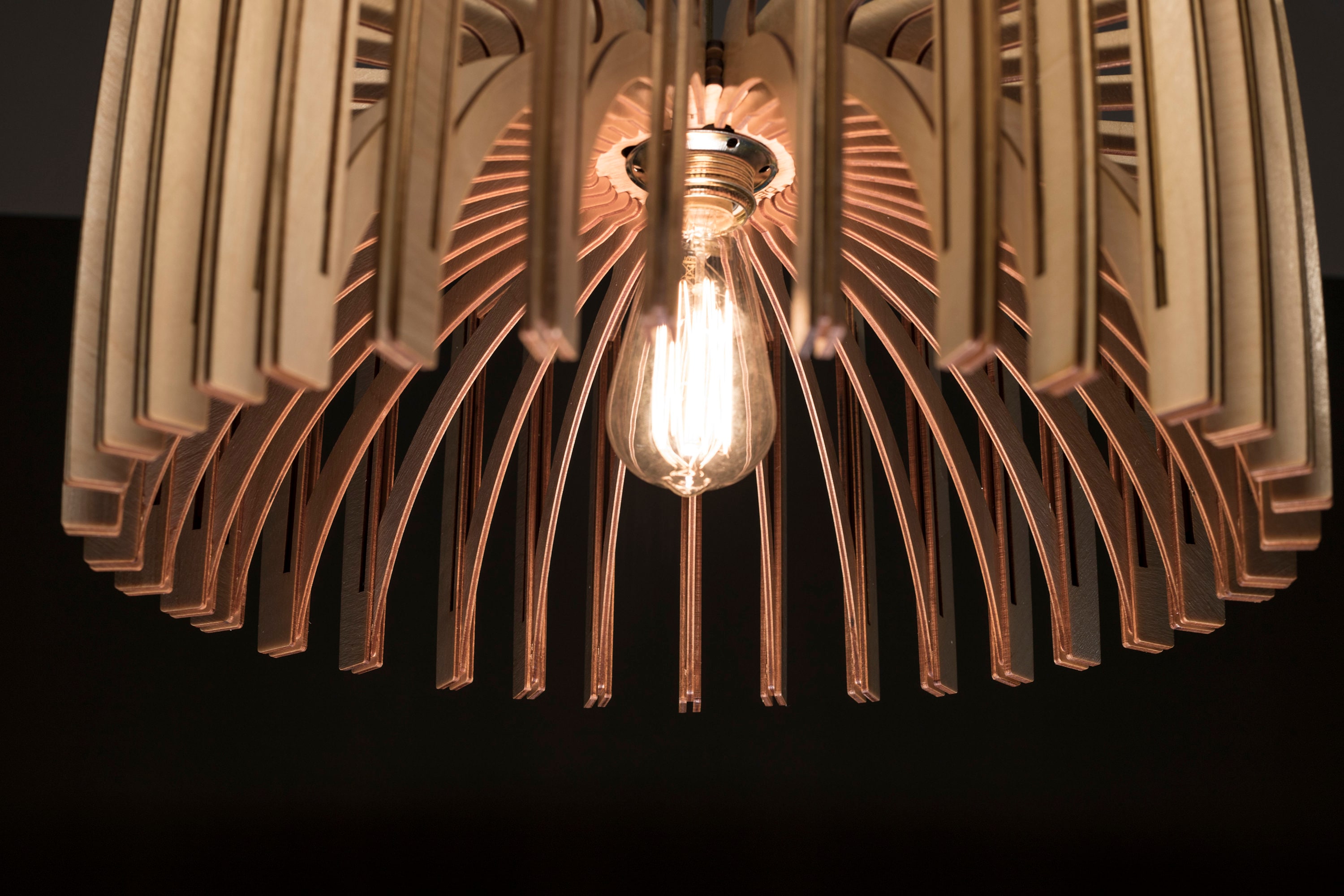 Fat Umbrella / Wood Lamp / Wooden Lamp Shade / Hanging Lamp / Pendant