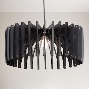 Mid-Century Black Wood Pendant Light - Modern Sophistication for Dining, Kitchen, or Bedroom Illumination