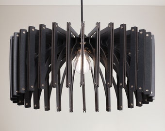 Mid-Century Black Wood Pendant Light - Modern Sophistication for Dining, Kitchen, or Bedroom Illumination