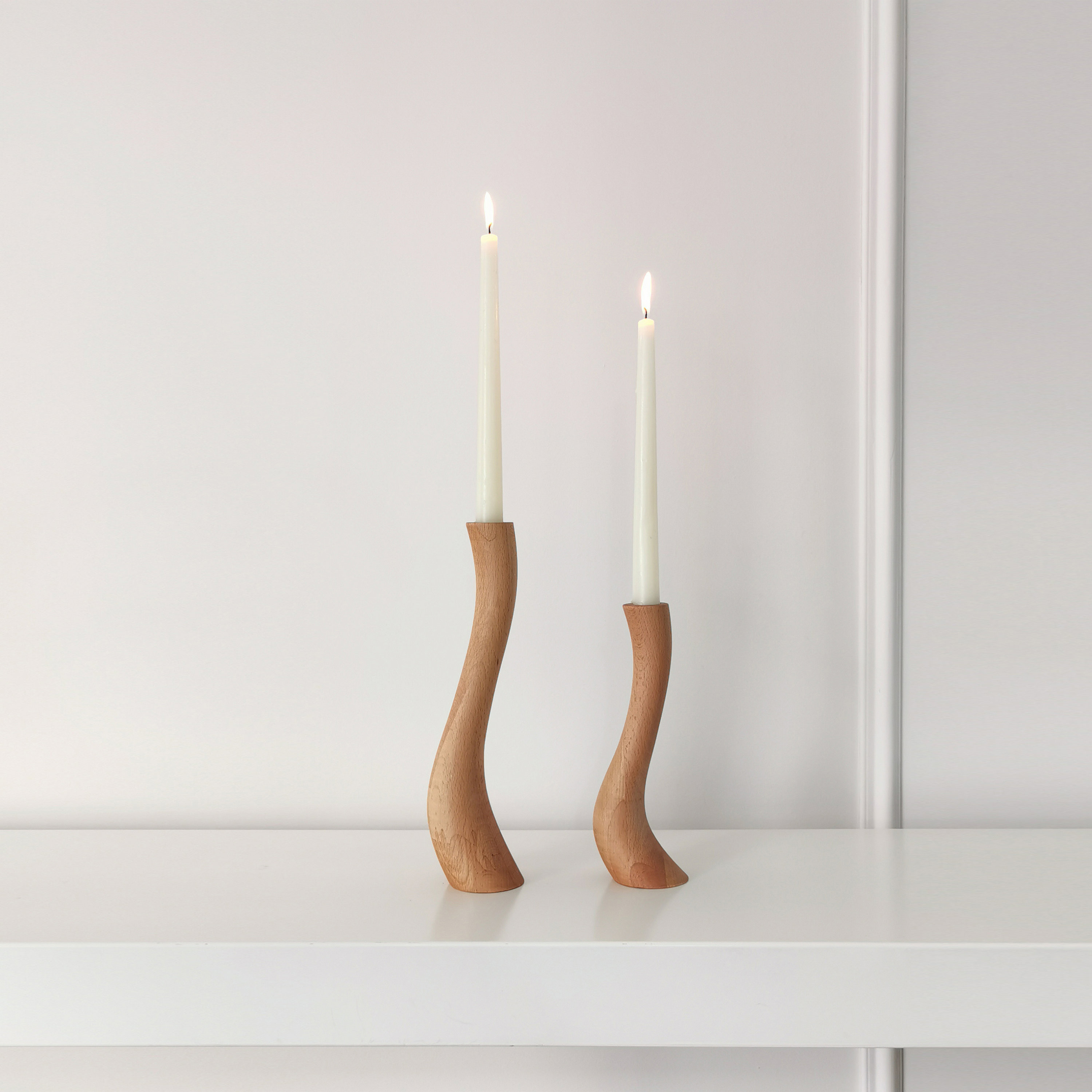 Wood Candle Holder Set of 2 Wood Candlesticks Wooden Candlestick