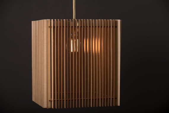 Cube Wood Lamp Wooden Lamp Shade Hanging Lamp Pendant Etsy