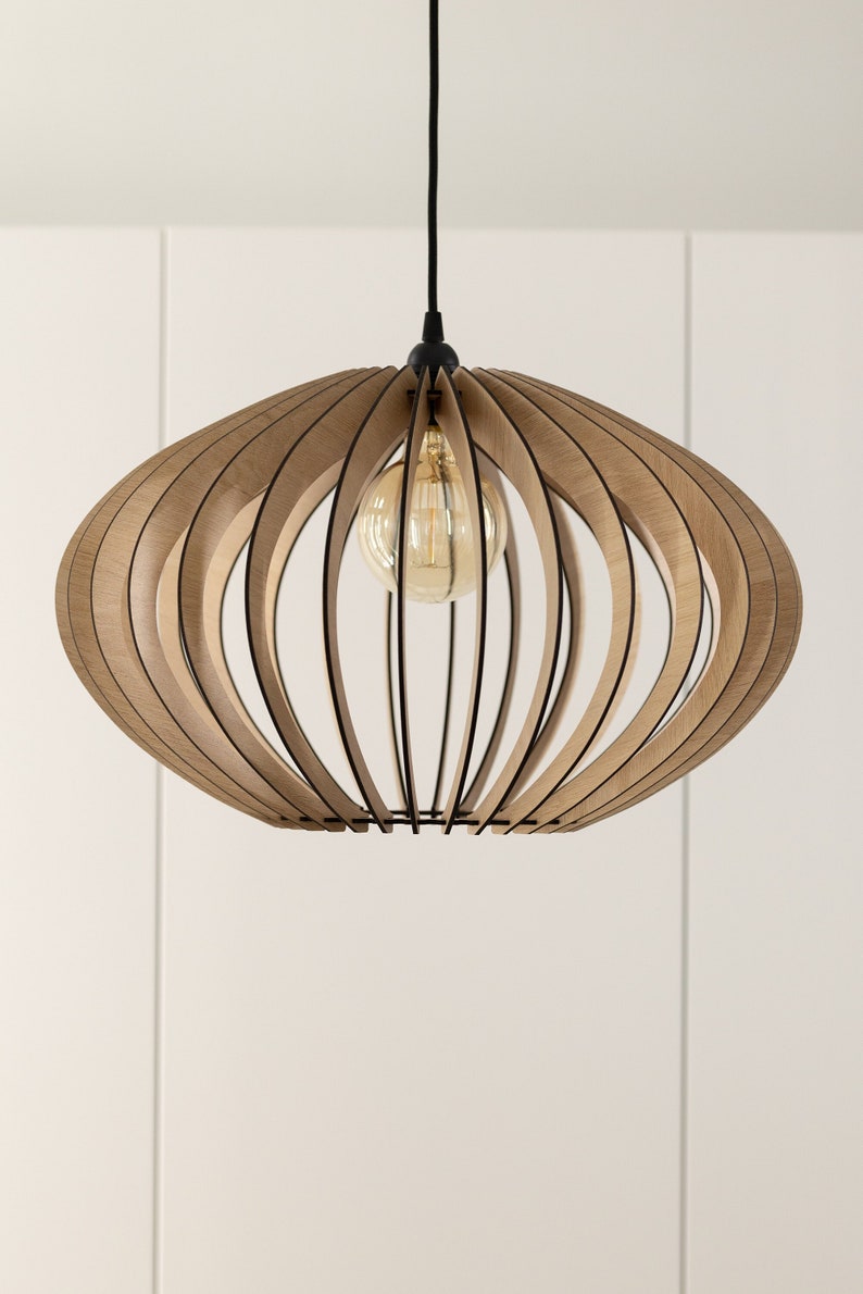 Elliptical Wooden Pendant Light Handcrafted Brilliance for Your Space Illuminate Your Space with Style Create a Cosy Environment image 3