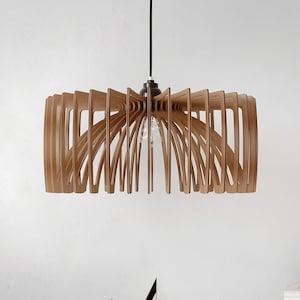 Wood Light Fixture, Pendant Lamp, Wooden Lampshade, Nordic Design, Ceiling Light, Mid Century Modern, Kitchen Island, Natural Wood