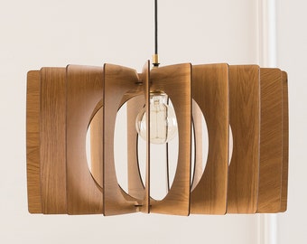 Dezaart Lampada a sospensione in legno/Lampadario in legno/Lampadario moderno a sospensione in legno/Lampada a sospensione/Lampadario moderno di metà secolo/Scandi