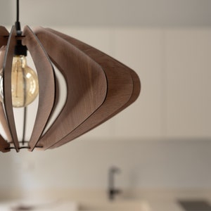 Mid-Century Marvel: Geometric Wooden Pendant Light Fixture Timeless Elegance with Modern Flair image 6