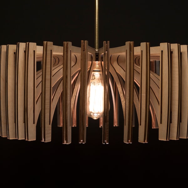 Luz colgante de madera Dezaart / Luz colgante de madera Lámpara de araña moderna / Luz colgante de madera / Lámpara de araña moderna de mediados de siglo / Lámpara colgante