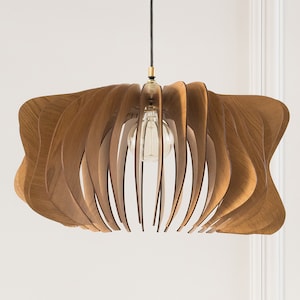 Wooden Chandelier, Wood Ceiling Lamp, Pendant Light, Modern Fixture, Kitchen Island, Scandinavian Design, Mid Century, Natural Wood