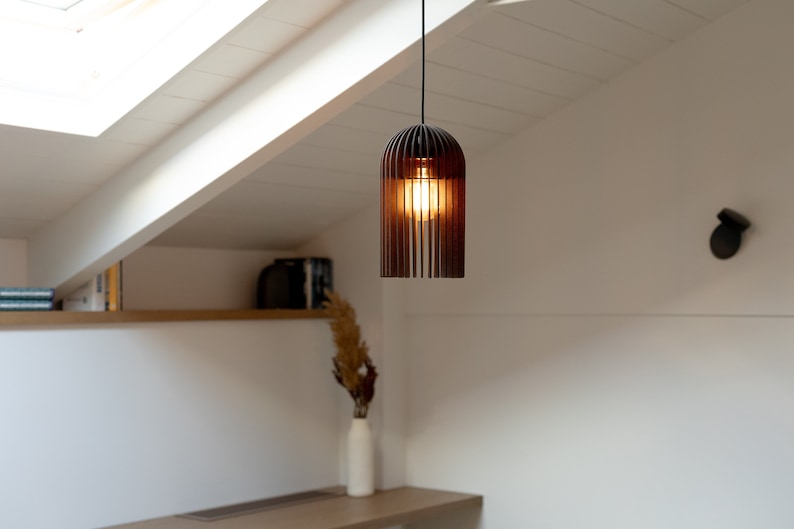 Effortless Sophistication: Streamlined Wooden Pendant Light Fixture with Minimalistic Elegance image 1