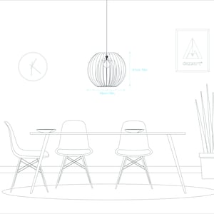 Scandinavian wood pendant light handmade by Dezaart image size