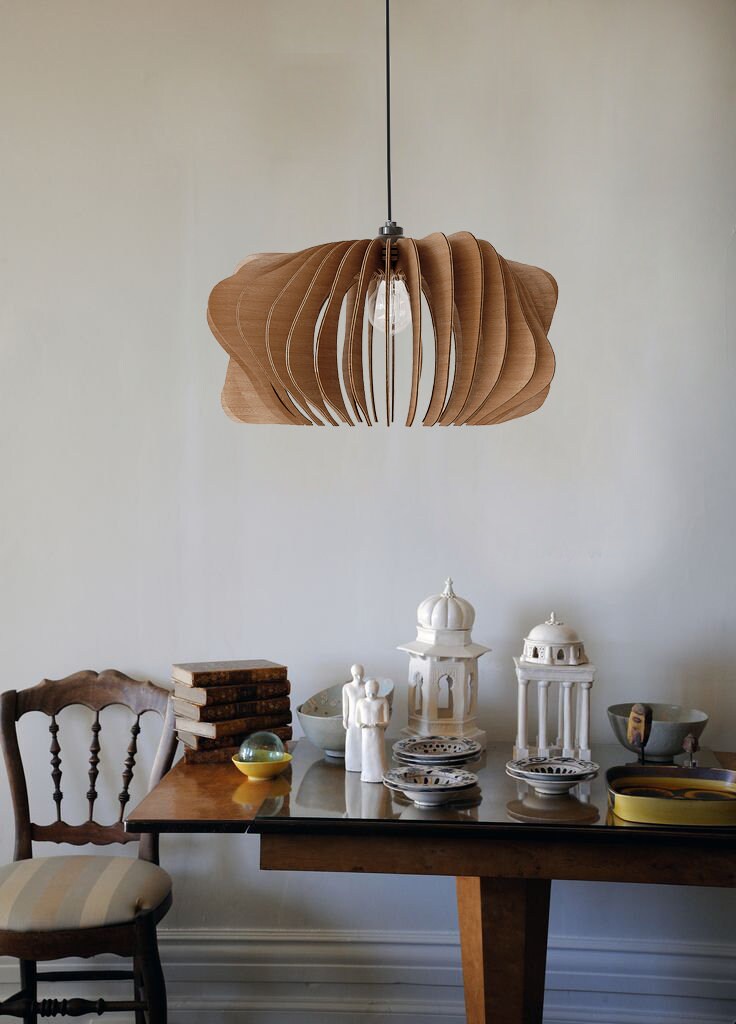 Wood Pendant Light Lasercut Chandelier Lamp Handmade Plywood Hanging Wood Pendant Light Lasercut Chandelier Lamp Handmade Plywood Hanging Ceiling Cup Ecological Minimal Modern Design Industrial