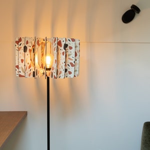 Organic Opulence: Handcrafted Wooden Floor Lamp with Lustrous Metallic Base image 3