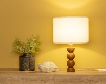 Handcrafted Wood Table Lamp: Modern Rustic Bedside Light