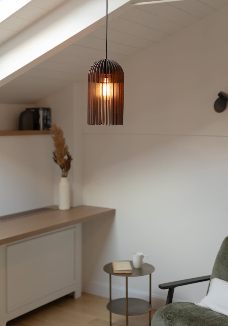 Effortless Sophistication: Streamlined Wooden Pendant Light Fixture with Minimalistic Elegance image 3